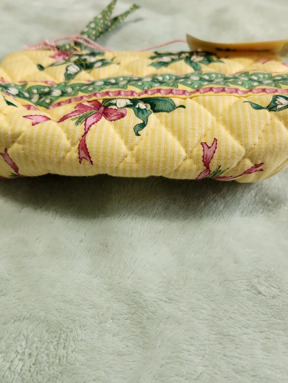 Vera Bradley Yellow Quilted Floral Cosmetic Pouch NWT